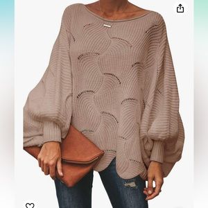 Oversized Batwing Sleeve Pullover Sweater - Size M